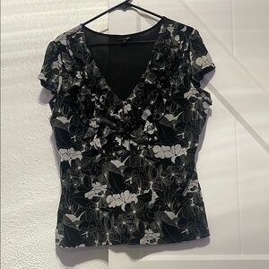 Floral Black and White Women's Top